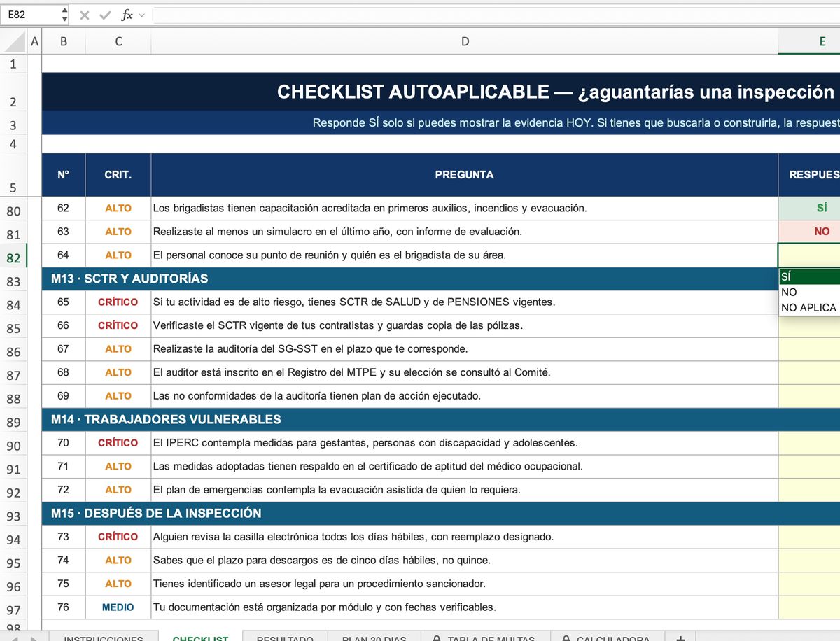 Checklist autoaplicable